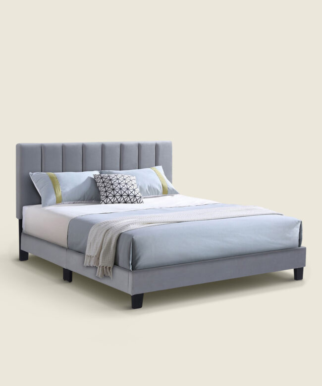 Κρεβάτι Berry διπλό υφασμάτινο 150x200εκ. σε γκρι χρώμα