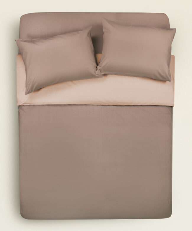Παπλωματοθήκη Paloma υπέρδιπλη βαμβάκι polyester σε διχρωμία καφέ-μπέζ