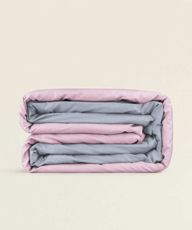 Παπλωματοθήκη μονή  170x240εκ. βαμβάκι polyester σε διχρωμία γκρι ροζ