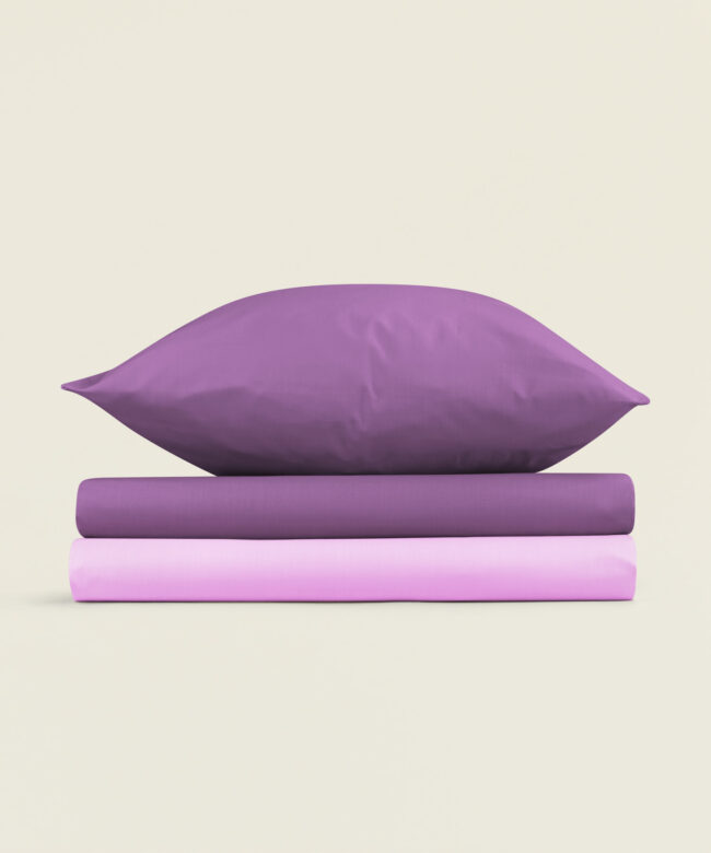 Σεντόνι σετ μονό βαμβάκι polyester σε διχρωμία μωβ λιλά