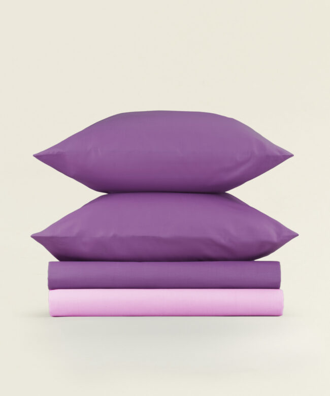 Σεντόνι σετ διπλό βαμβάκι polyester σε διχρωμία μωβ λιλά