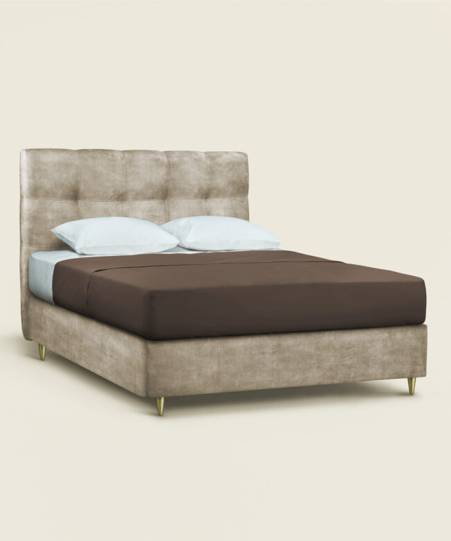Κρεβάτι Sting μονό υφασμάτινο velvet touch σε χρώμα brown beige