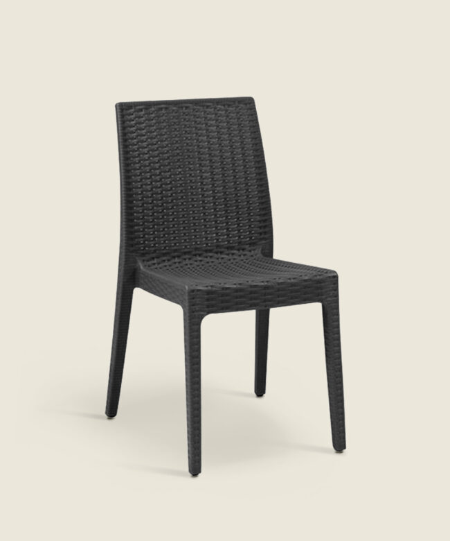 Καρέκλα κήπου Pete από πλαστικό rattan σε ανθρακί χρώμα